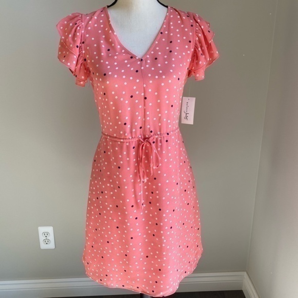 Maison Jules Pink Polka Dot Dress Size XS NWT